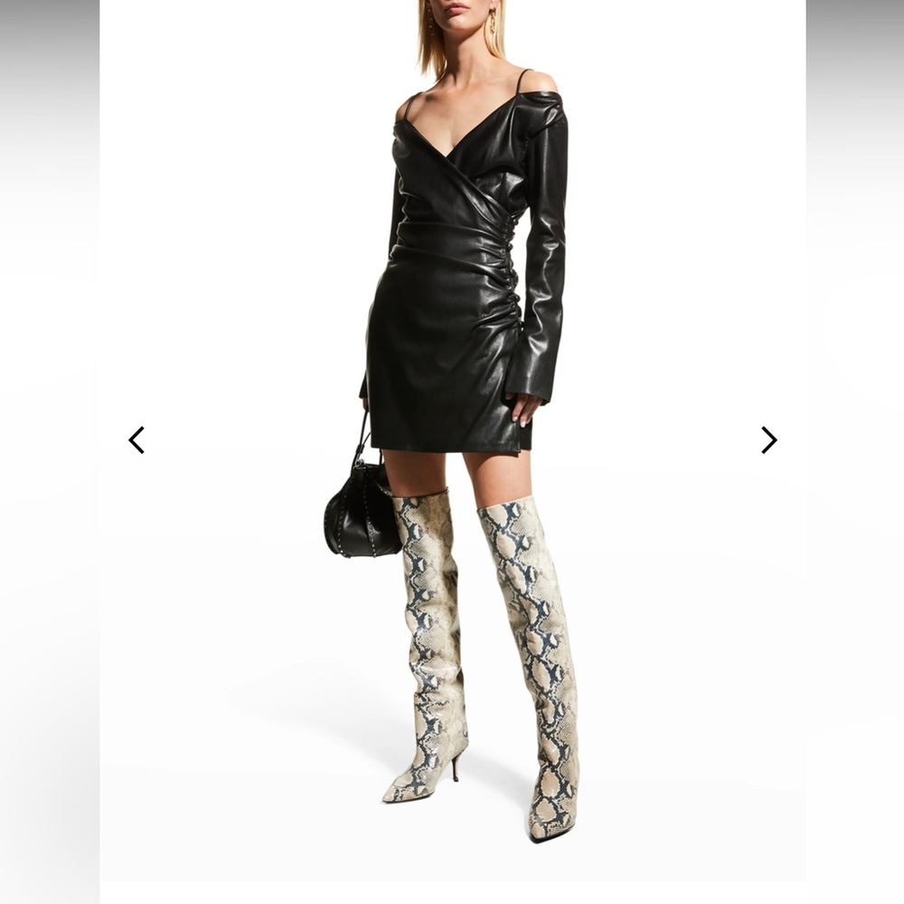 Nanushka Moha Faux-Leather Dress , New with tags, Size Small